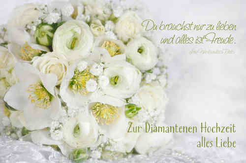 Diamantene Hochzeit, weißer Strauss