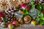 Fröhliche Weihnachten, Nudelholz und natürliche Weihnachtsdeko